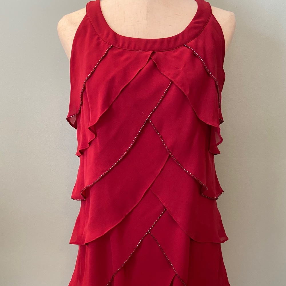 Flapper Beaded Red Cocktail Dress Size 12P